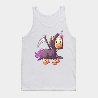 Cute Halloween Unicorn in Grim Reaper Costume Tank Top